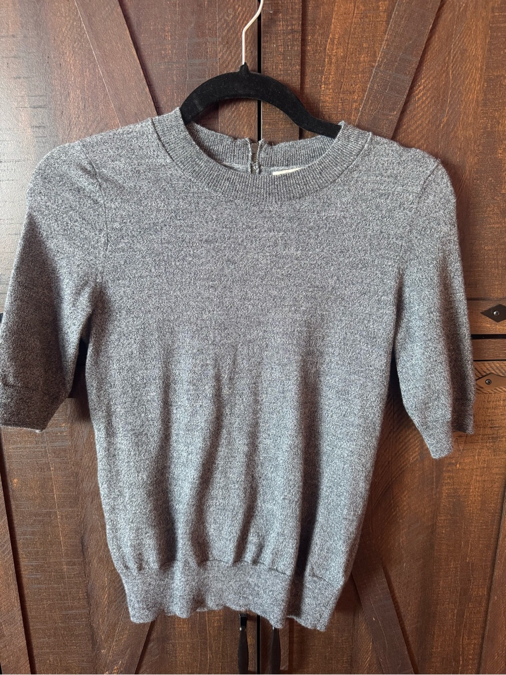 Banana Republic Extra Fine Merino Wool Heather Gray Short-Sleeve Crew Sweater